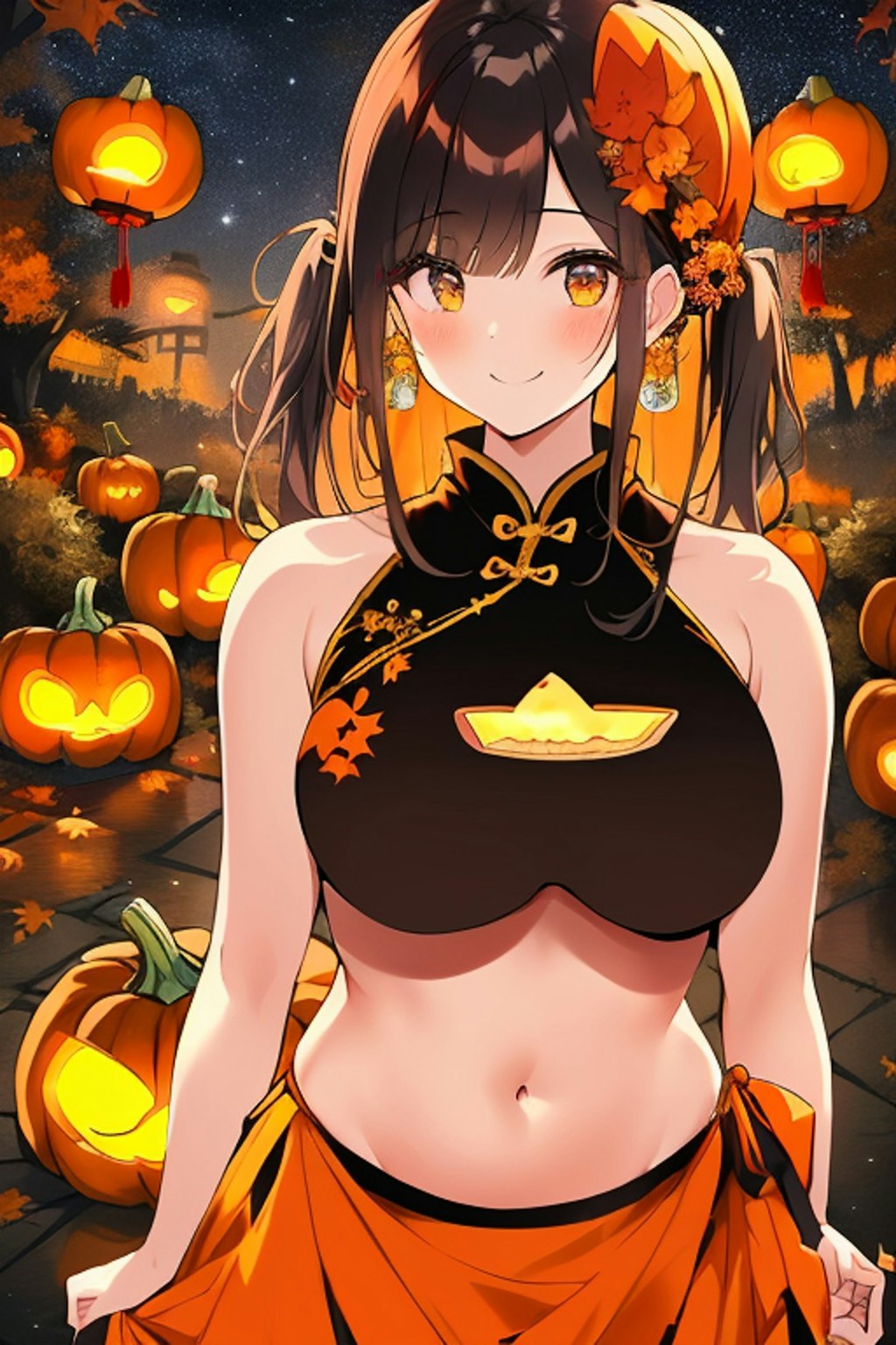 ヘソ出しチャイナドレスのハロウィンです