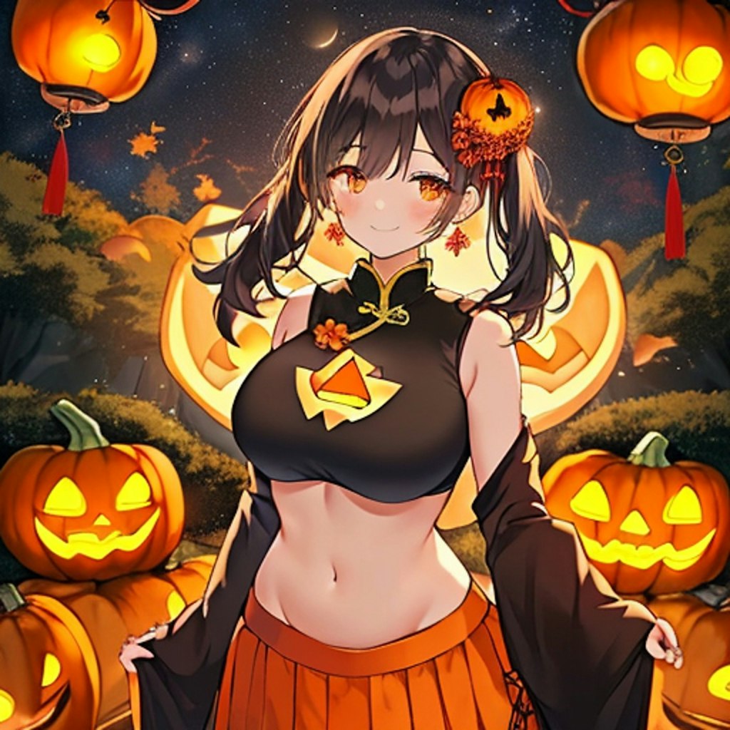 ヘソ出しチャイナドレスのハロウィンです