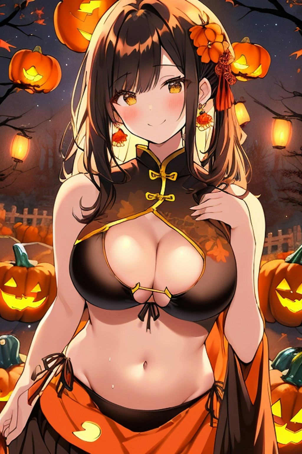 ヘソ出しチャイナドレスのハロウィンです