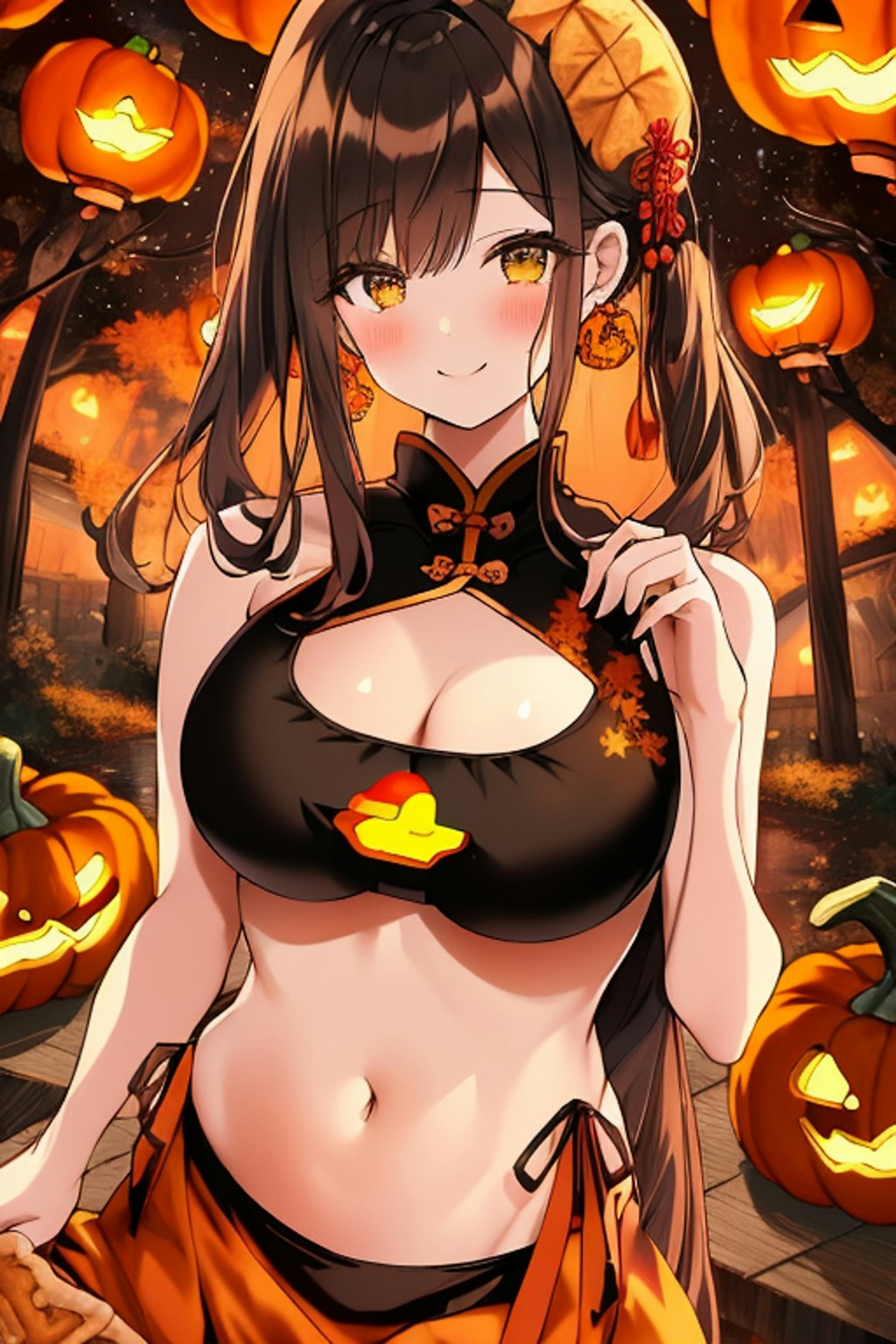 ヘソ出しチャイナドレスのハロウィンです