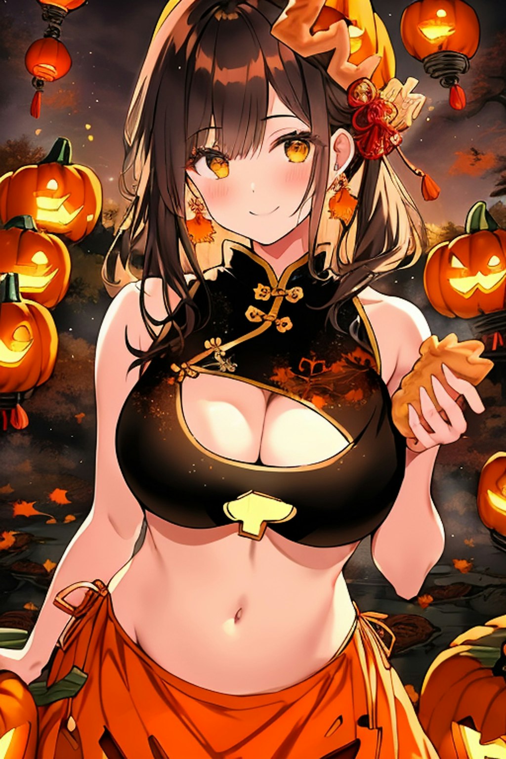 ヘソ出しチャイナドレスのハロウィンです