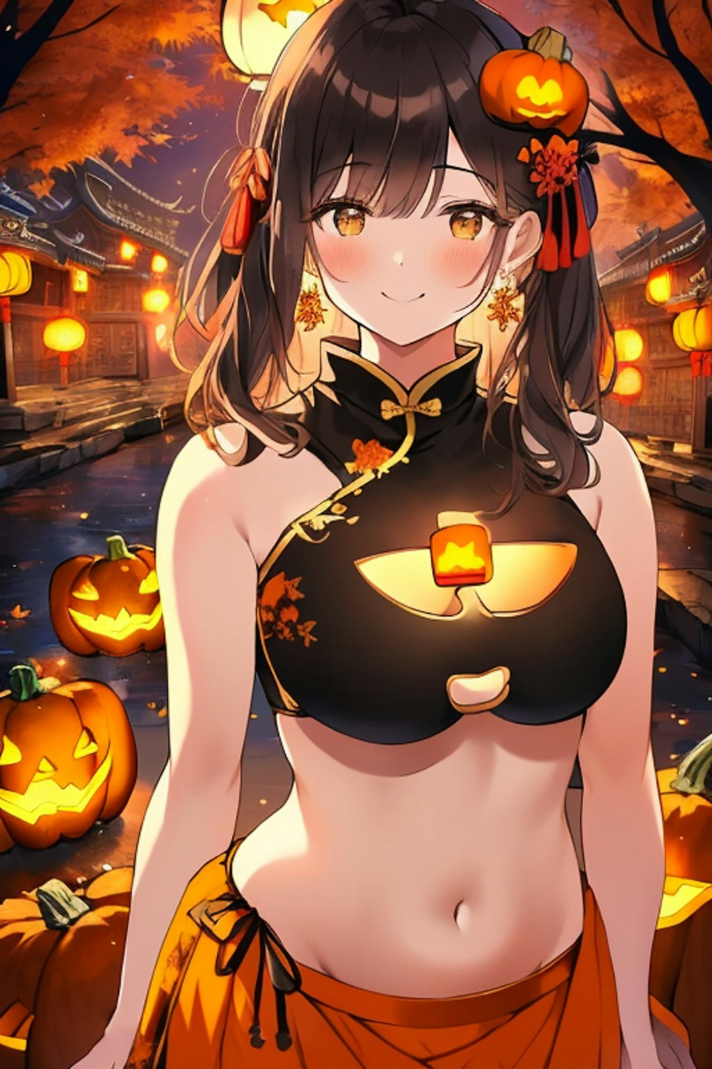 ヘソ出しチャイナドレスのハロウィンです