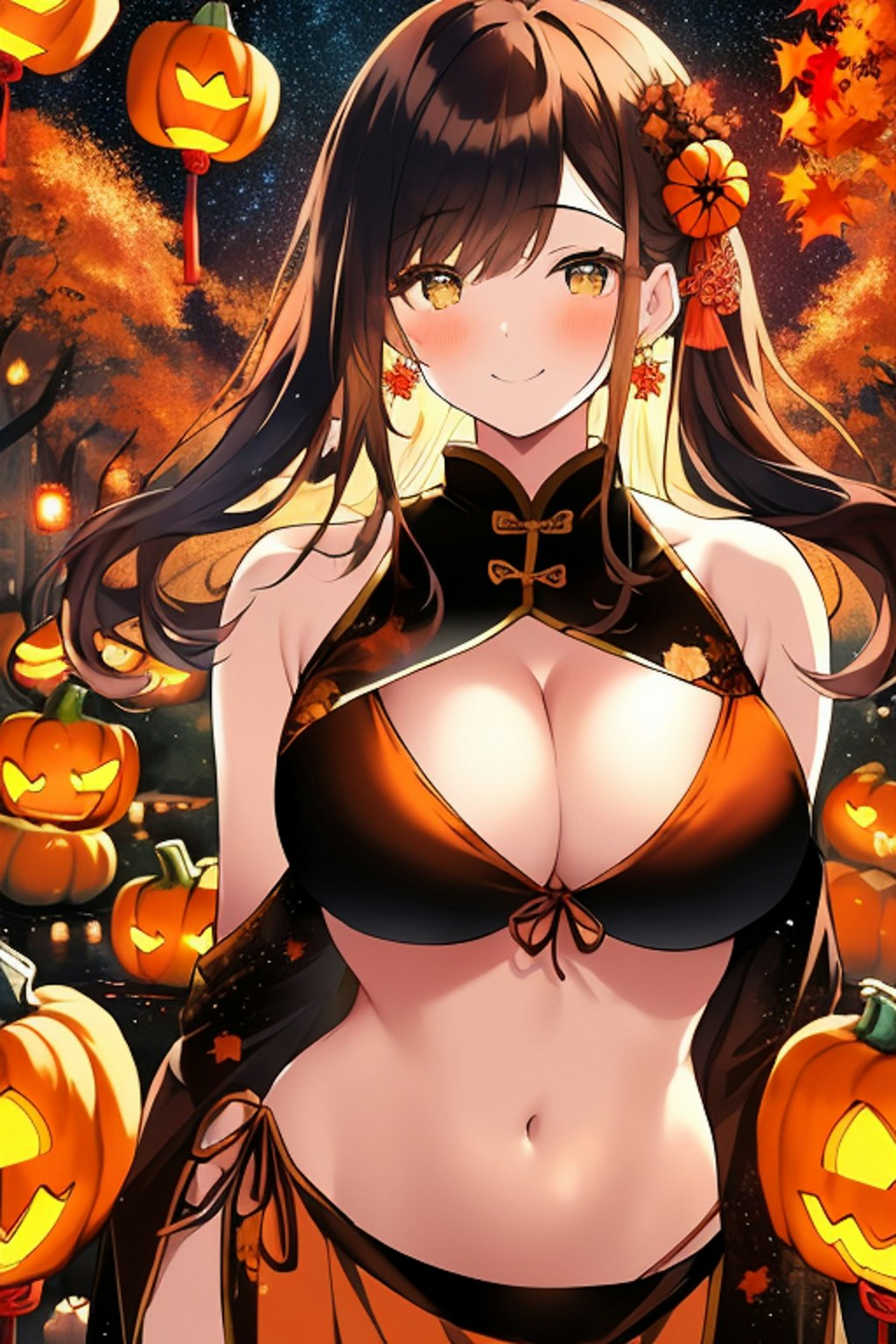 ヘソ出しチャイナドレスのハロウィンです