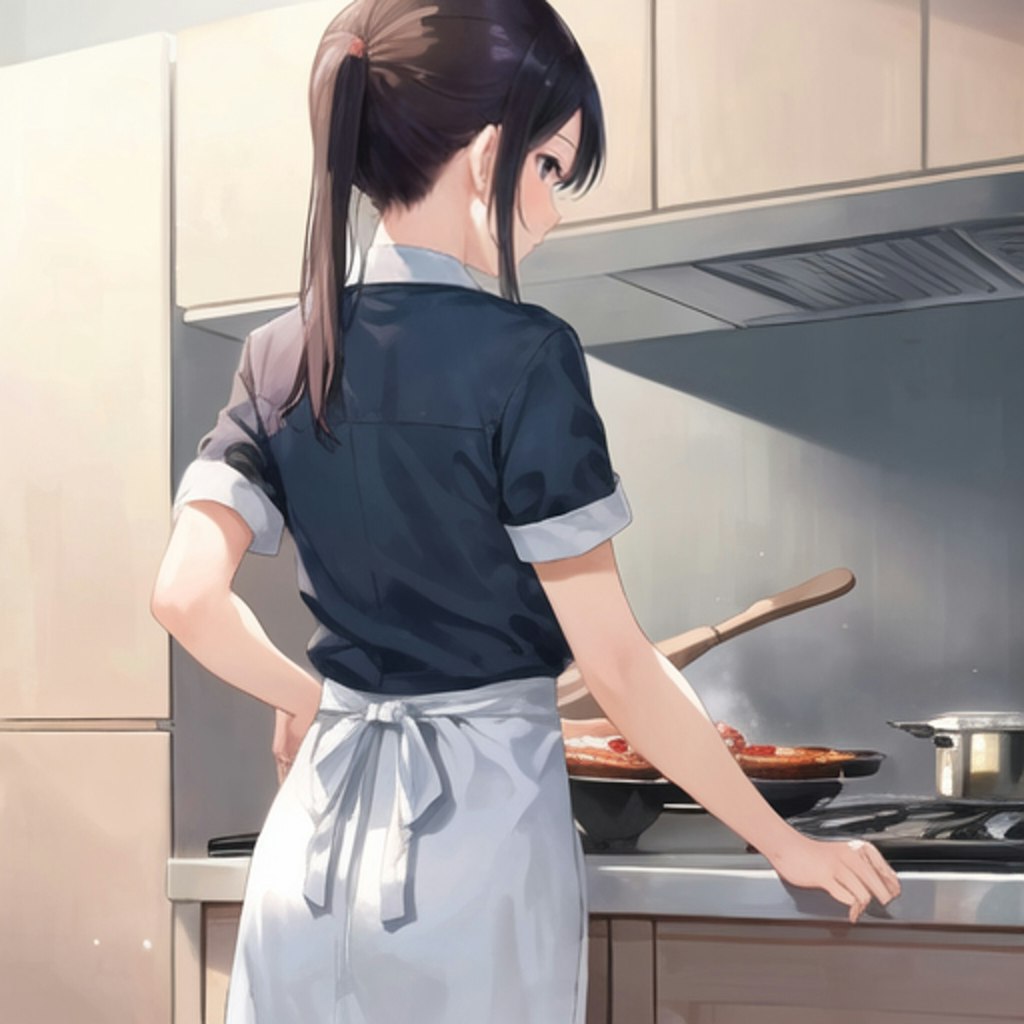 料理をする女の子