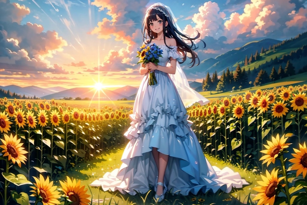 solo bridal at sunflower fields