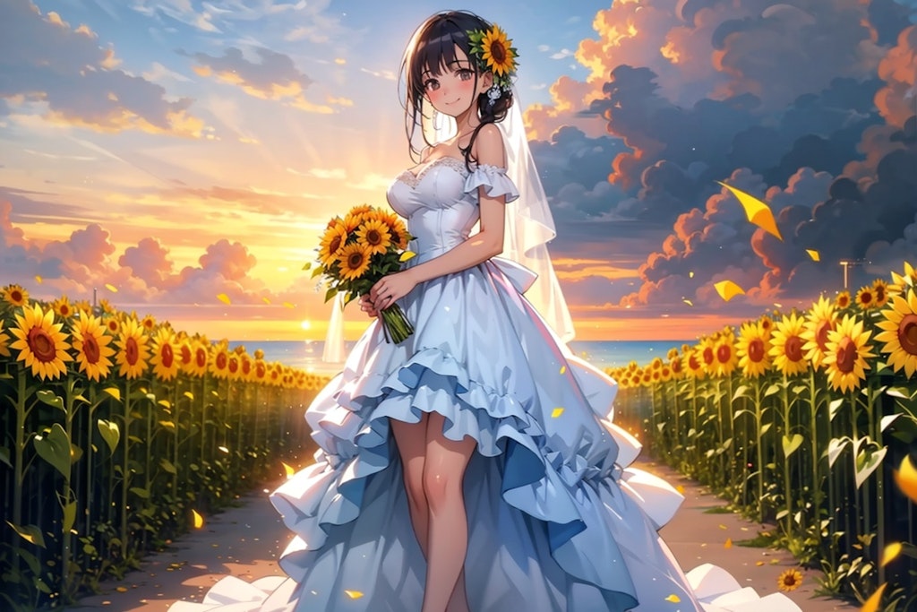 solo bridal at sunflower fields