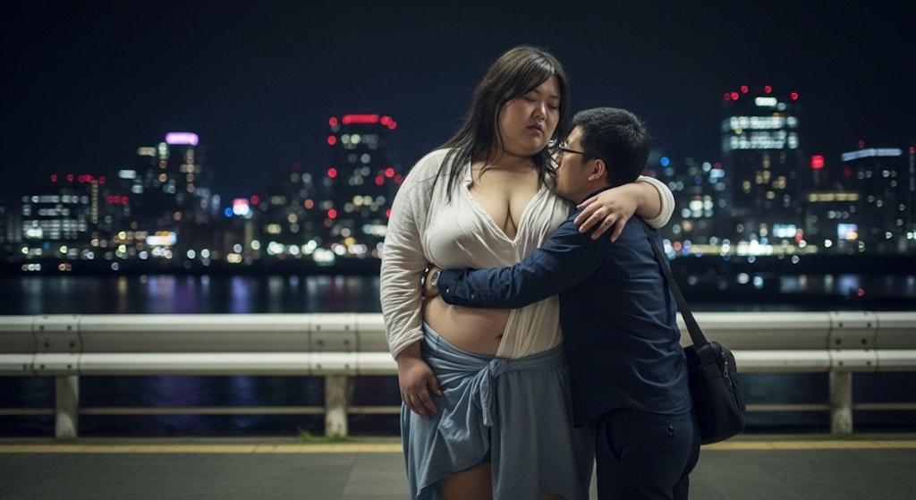 酔った巨体に介抱するふりして抱きつく男
