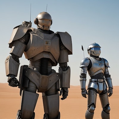 砂漠の星に降り立ったロボット兵士