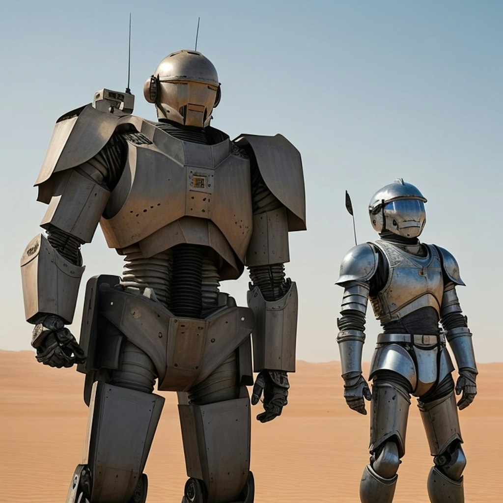 砂漠の星に降り立ったロボット兵士