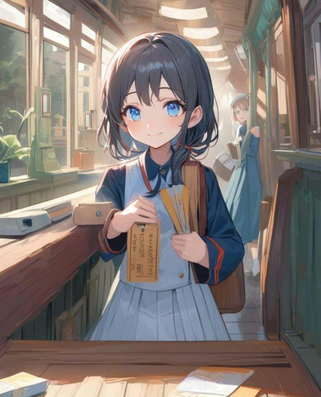 駅員として働く小さな女の子