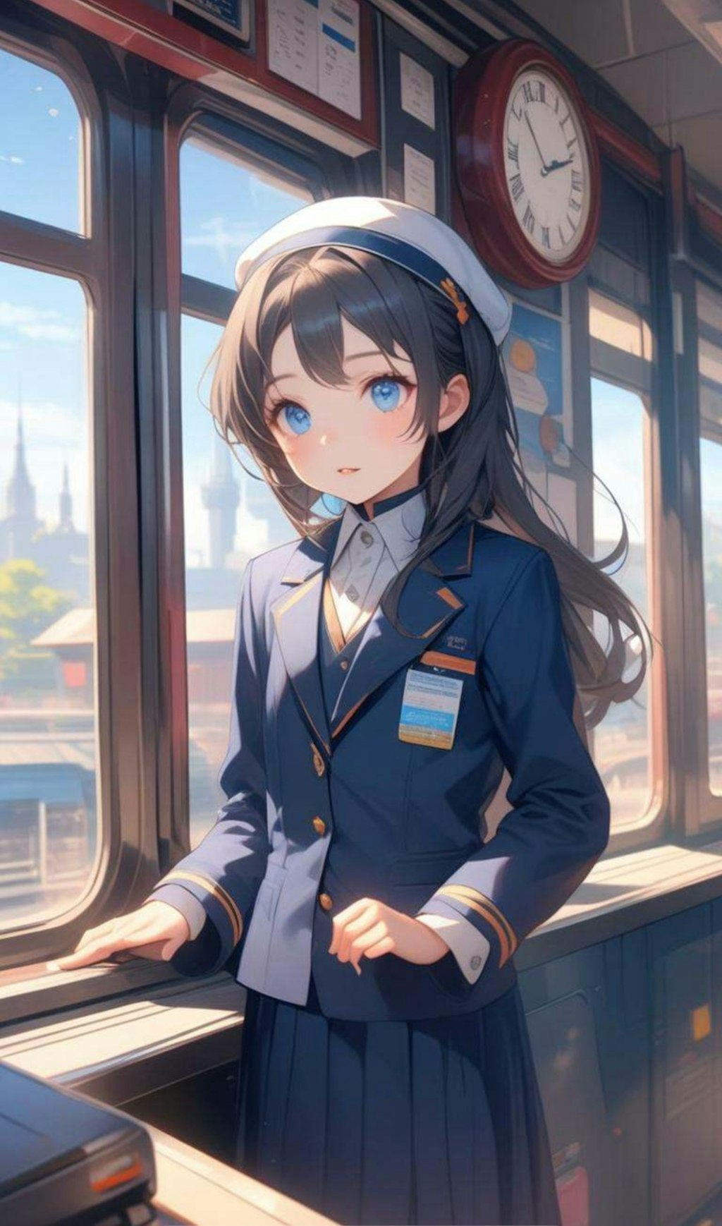 駅員として働く小さな女の子