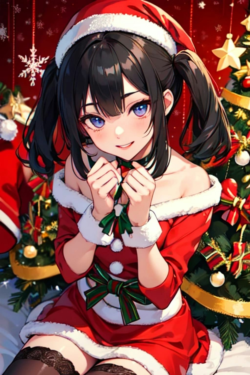 【R15】クリスマスの夜に、あなたとリラックス♥黒髪ツインテール少女版（枚）その1