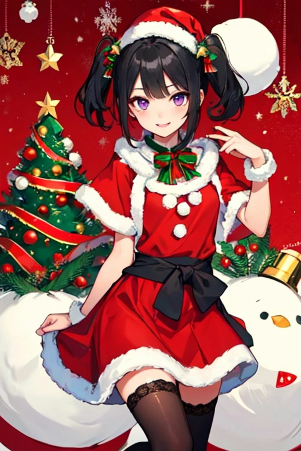 【R15】クリスマスの夜に、あなたとリラックス♥黒髪ツインテール少女版（枚）その1