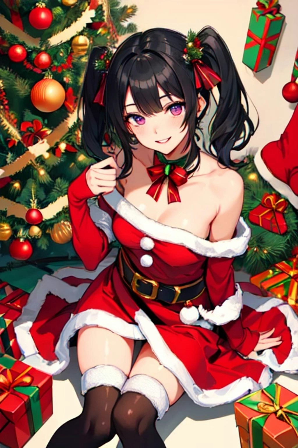 【R15】クリスマスの夜に、あなたとリラックス♥黒髪ツインテール少女版（枚）その1