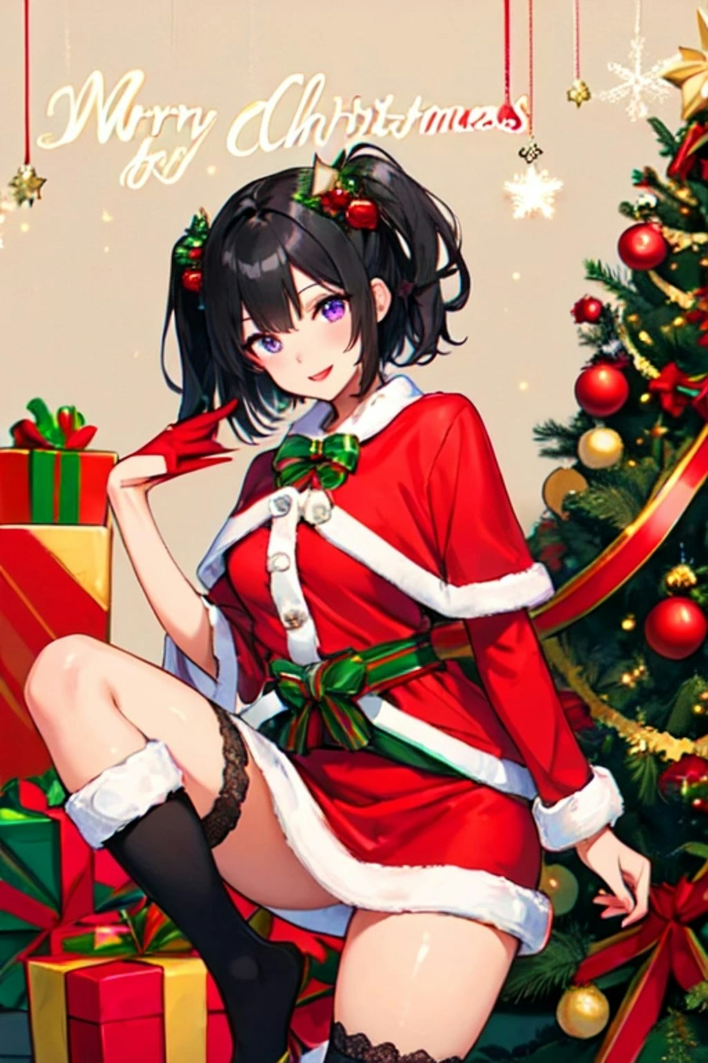 【R15】クリスマスの夜に、あなたとリラックス♥黒髪ツインテール少女版（枚）その1