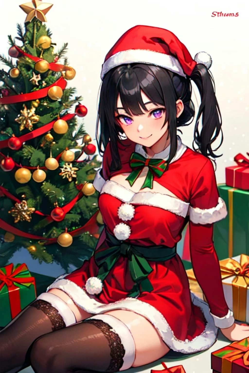 【R15】クリスマスの夜に、あなたとリラックス♥黒髪ツインテール少女版（枚）その1