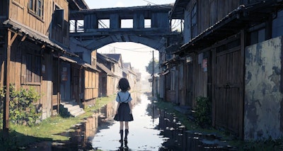 街と水たまり、少女11