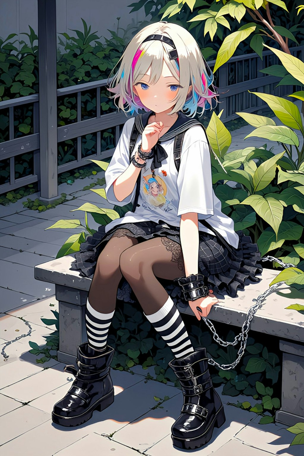 白いプリントTシャツの君