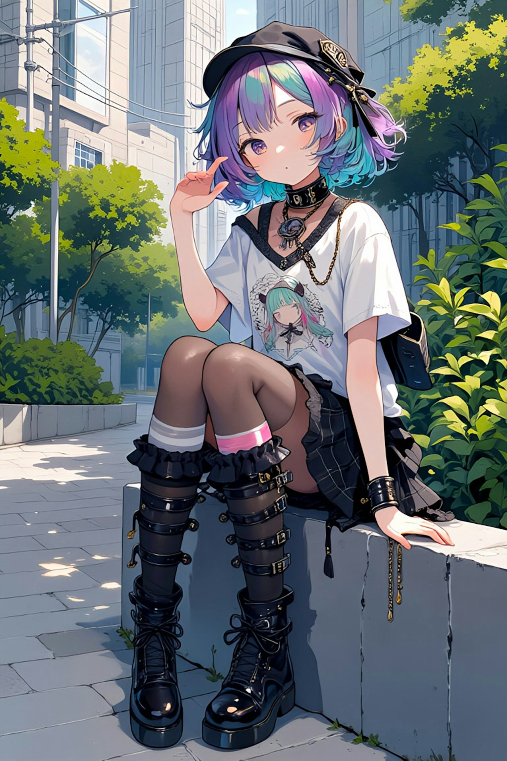 白いプリントTシャツの君
