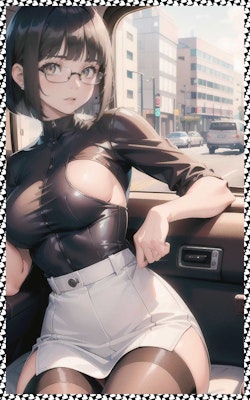 眼鏡巨乳スーツとドライブ　 Glasses big breasts suit and drive