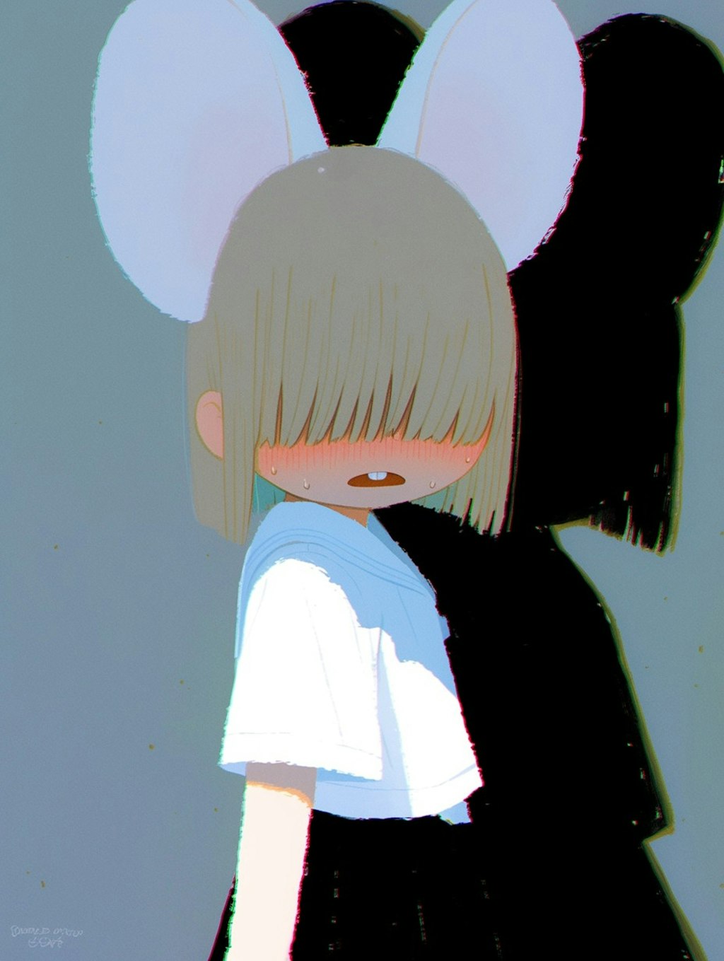 照れ×目隠れ