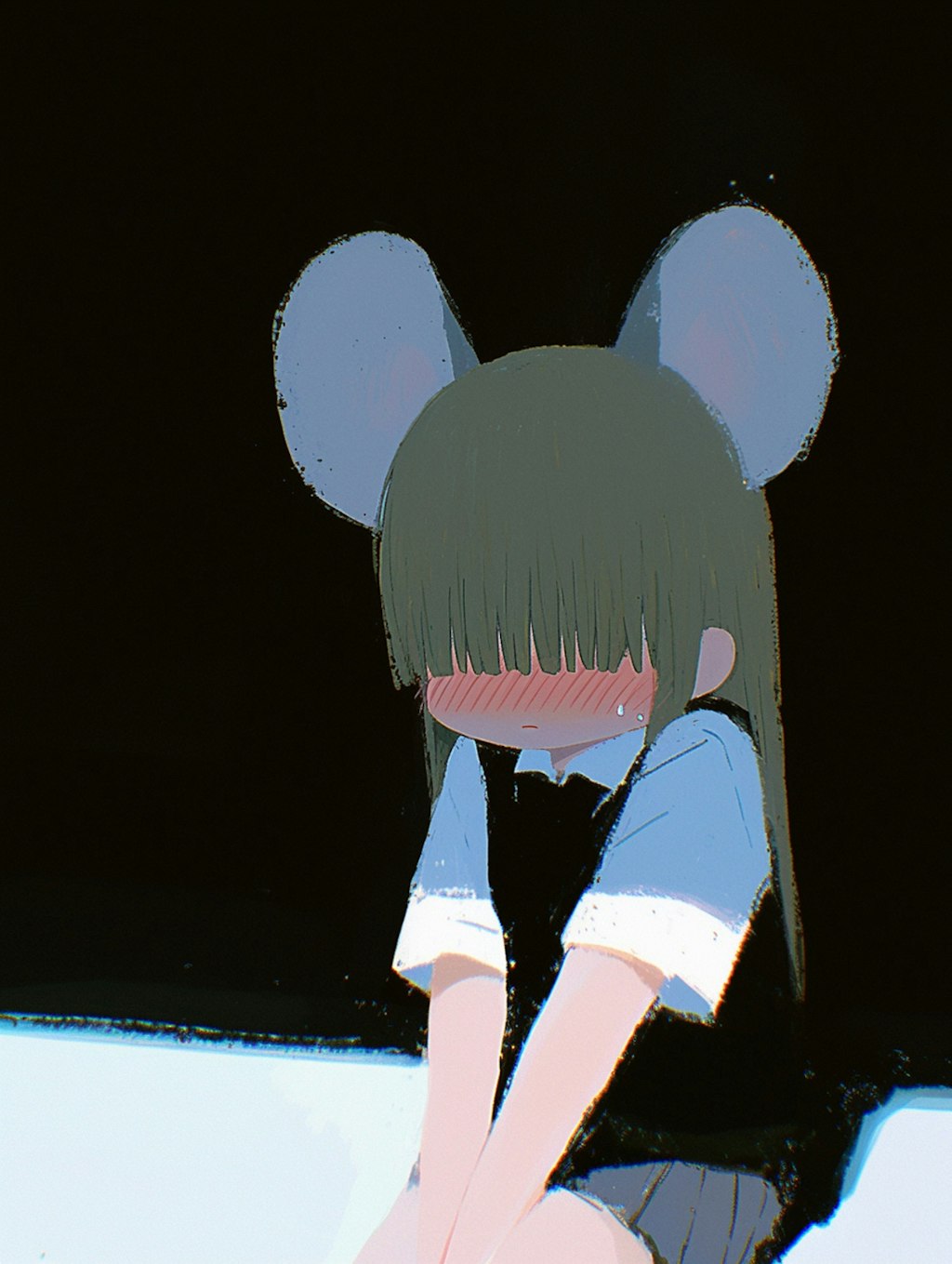 照れ×目隠れ