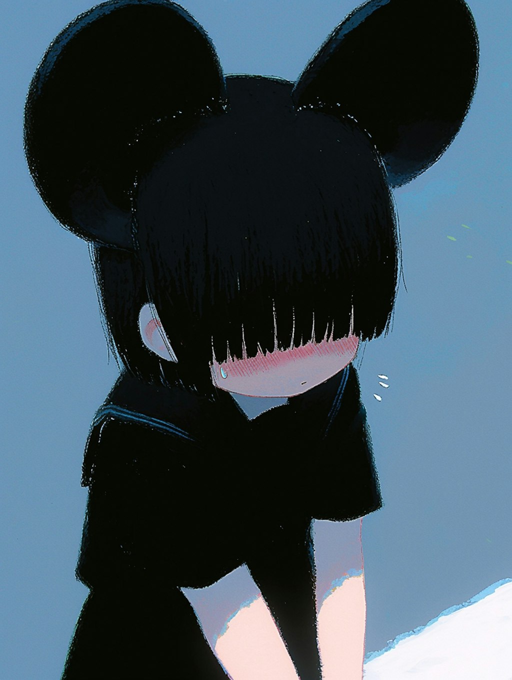 照れ×目隠れ