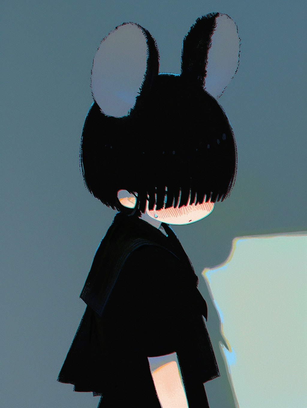 照れ×目隠れ
