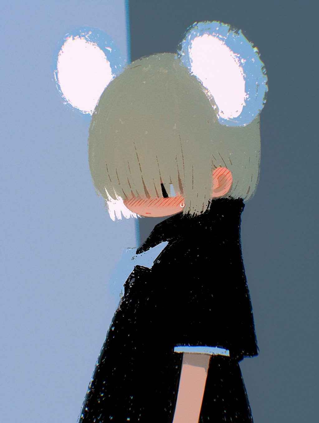 照れ×目隠れ