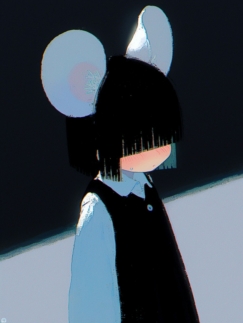 照れ×目隠れ