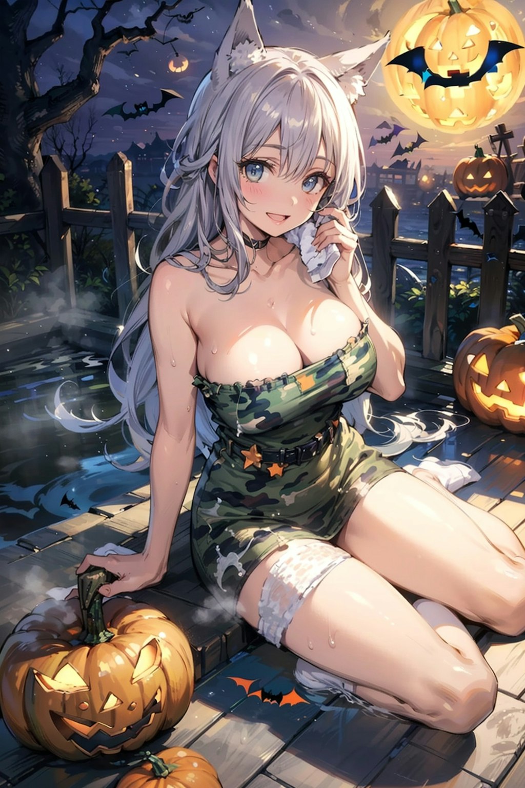 ハロウィンの露天風呂だよ🎃♨️