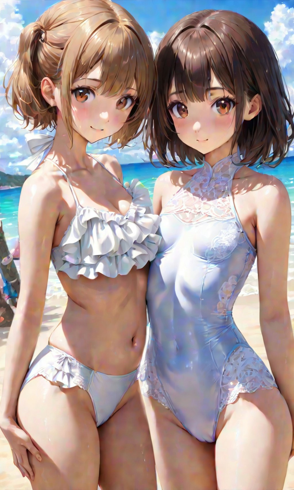 水着と女子高校生と