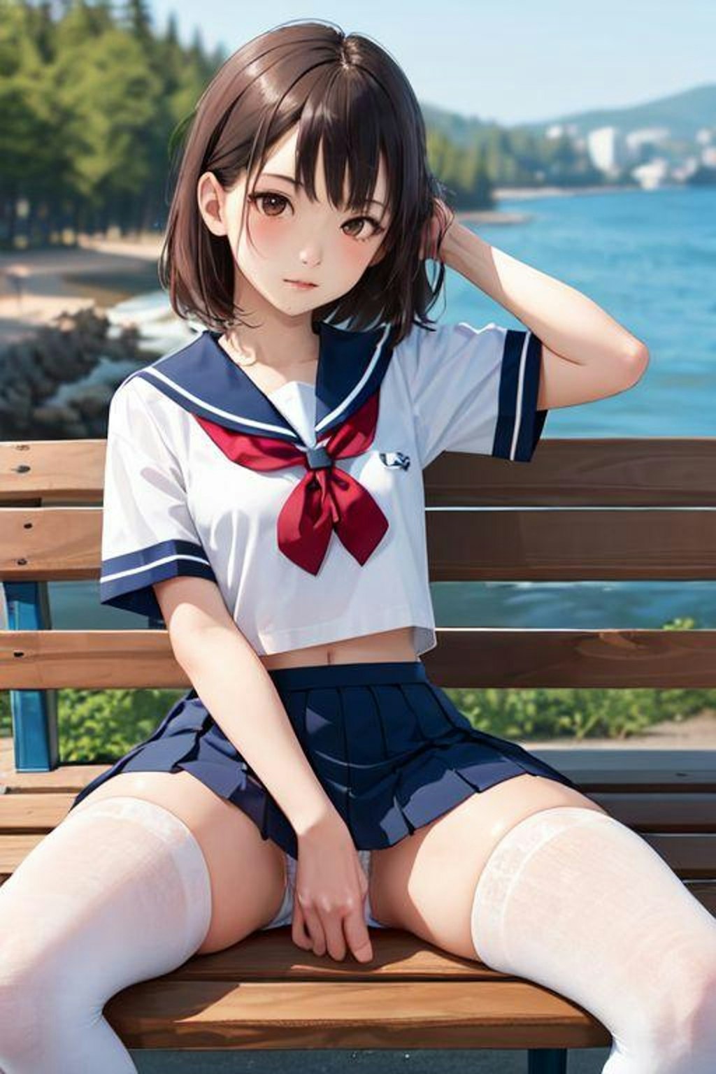 海辺でパンチラ