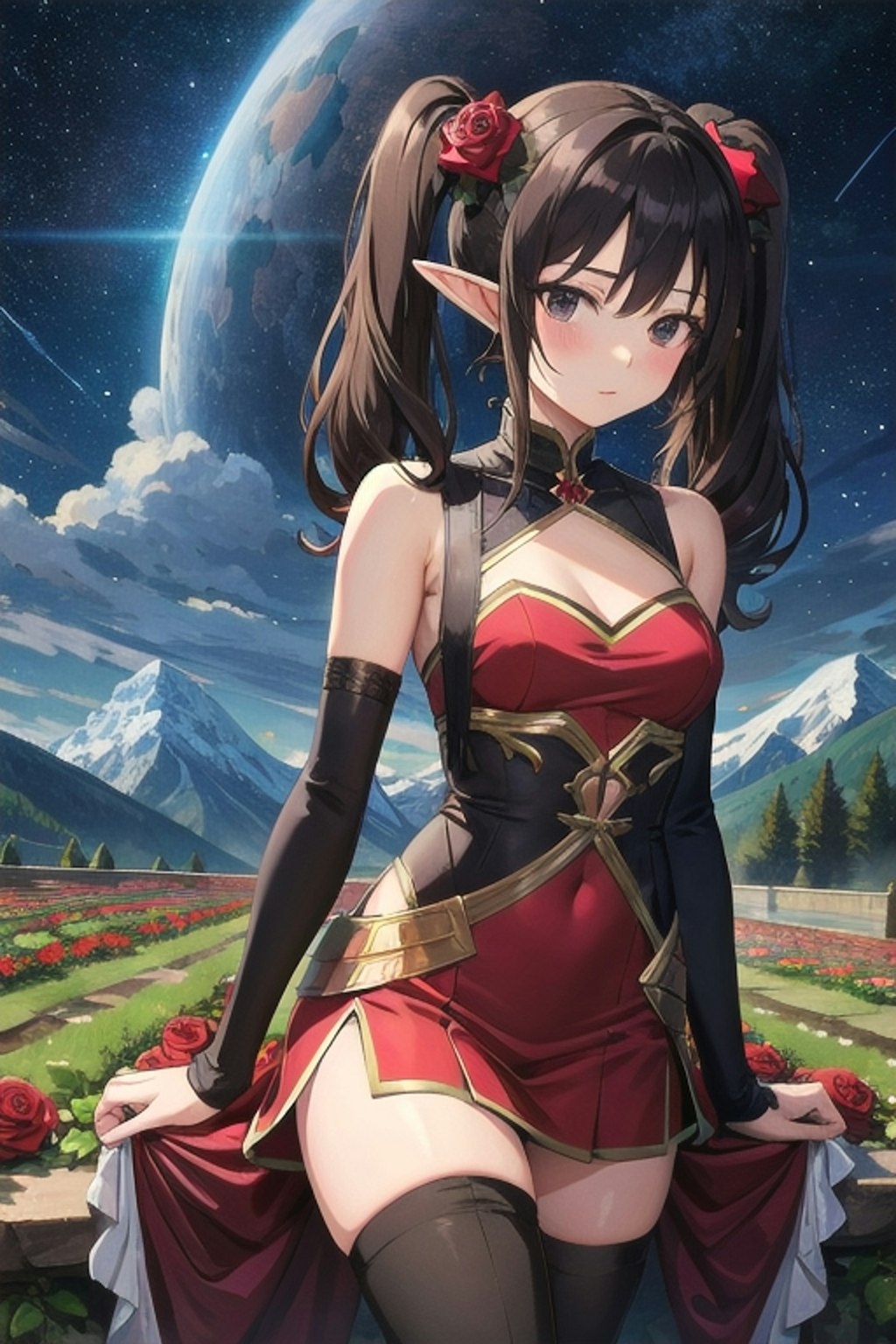 黒髪ツインテニーハイ