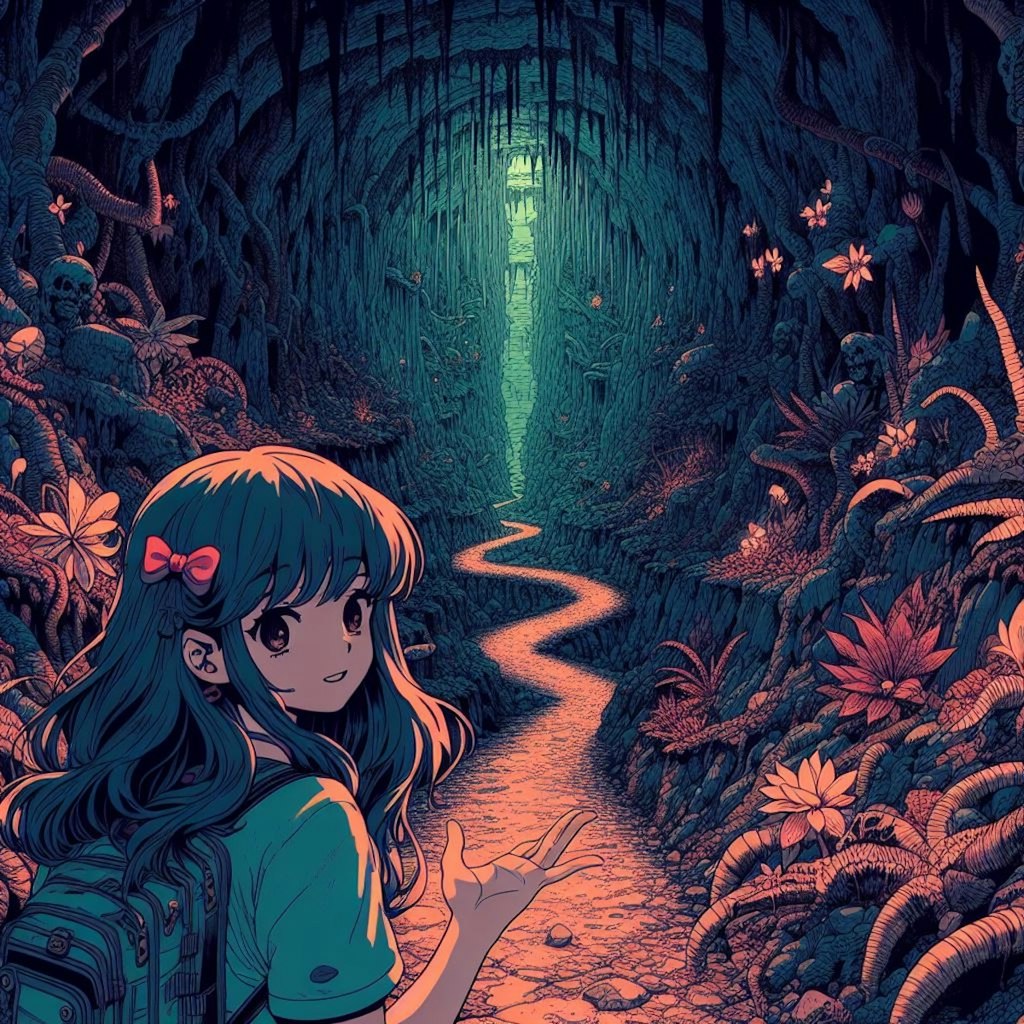 90年代アニメ女の子と洞窟探索