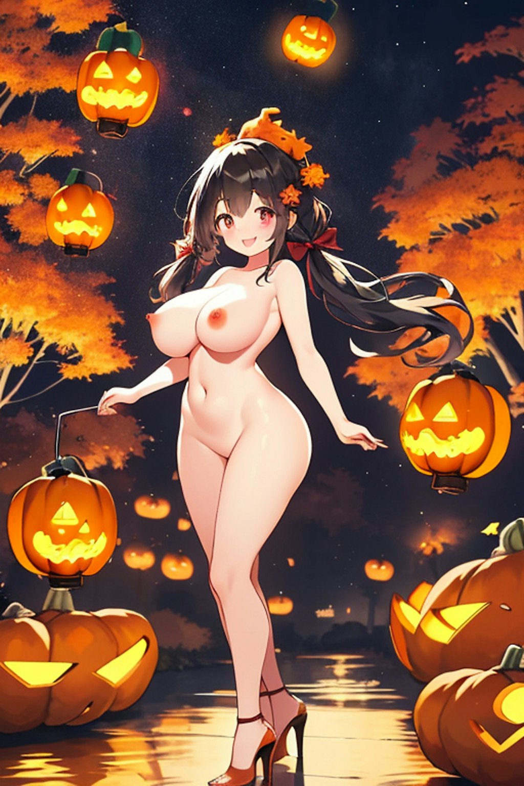 裸ハイヒールの女の子のハロウィンです