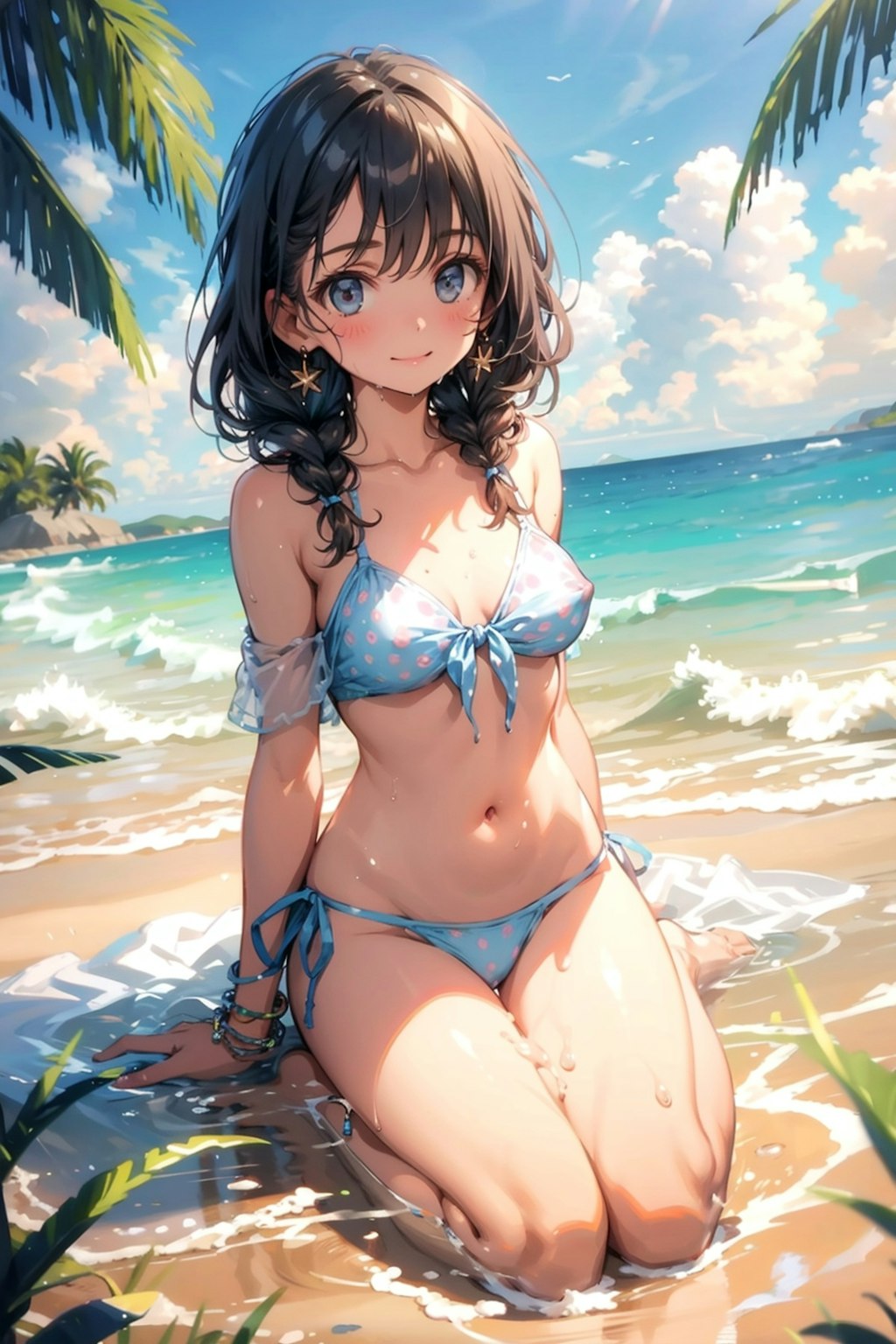 夏の海　水着少女