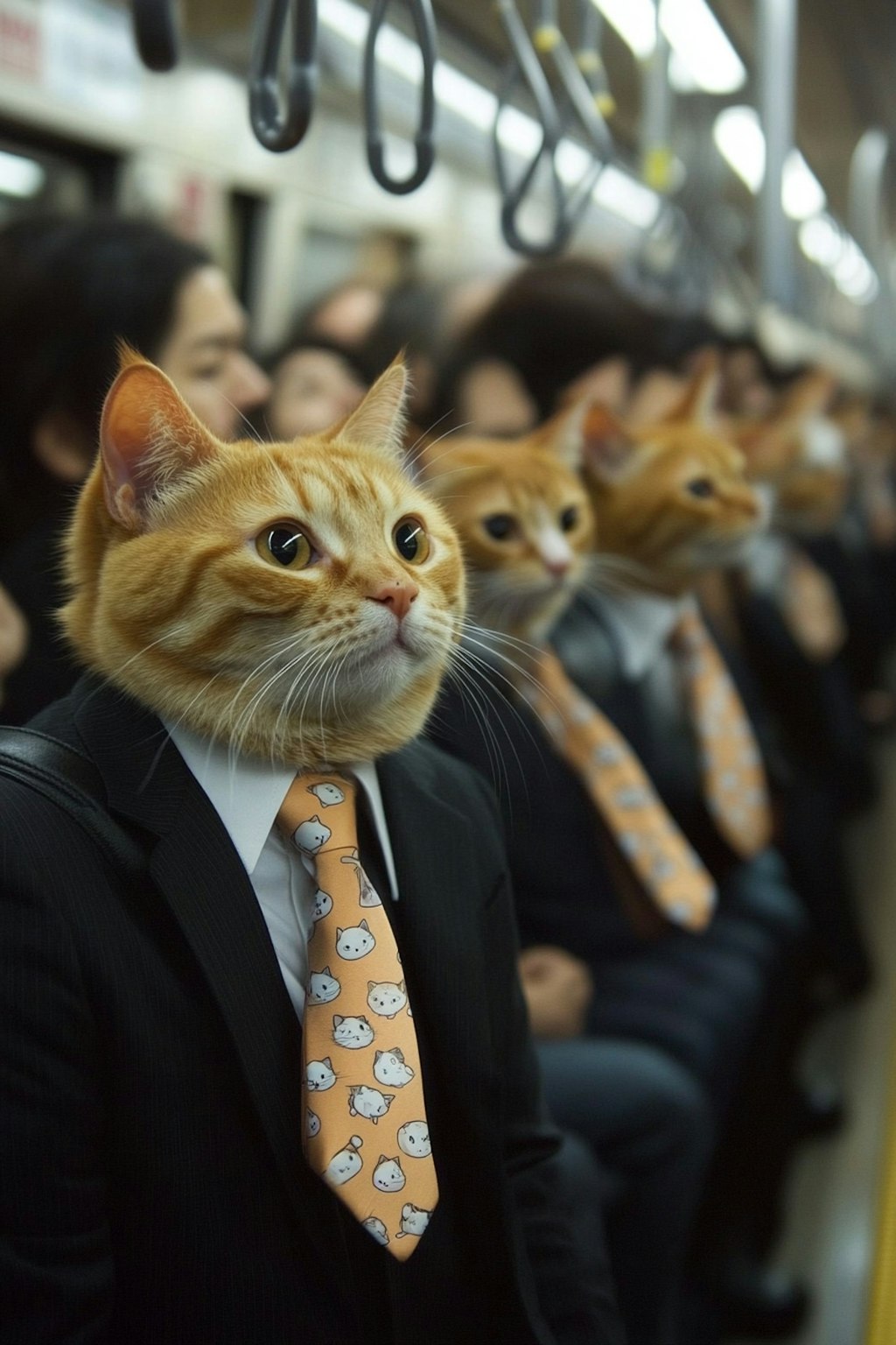 通勤電車の猫リーマン