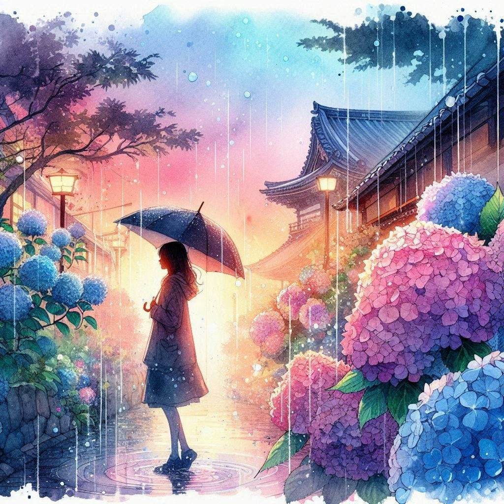 紫陽花がみる風景