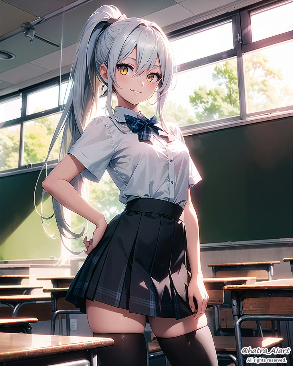 ポニーテールと制服