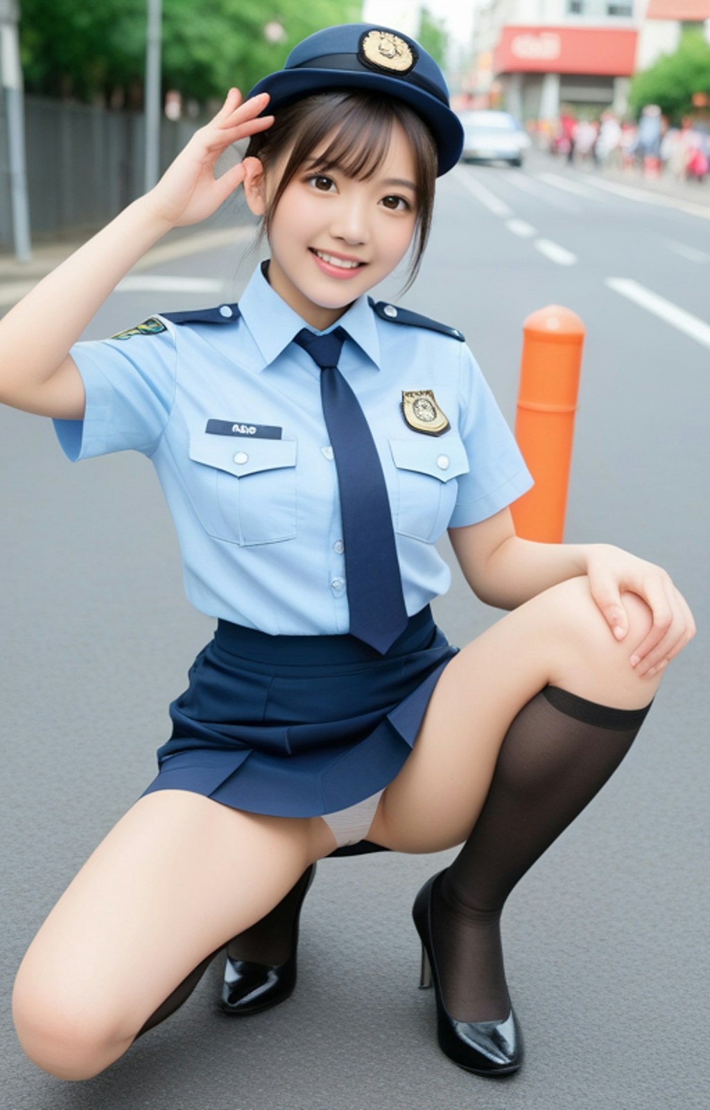 駐車違反取締の可愛い婦警さん