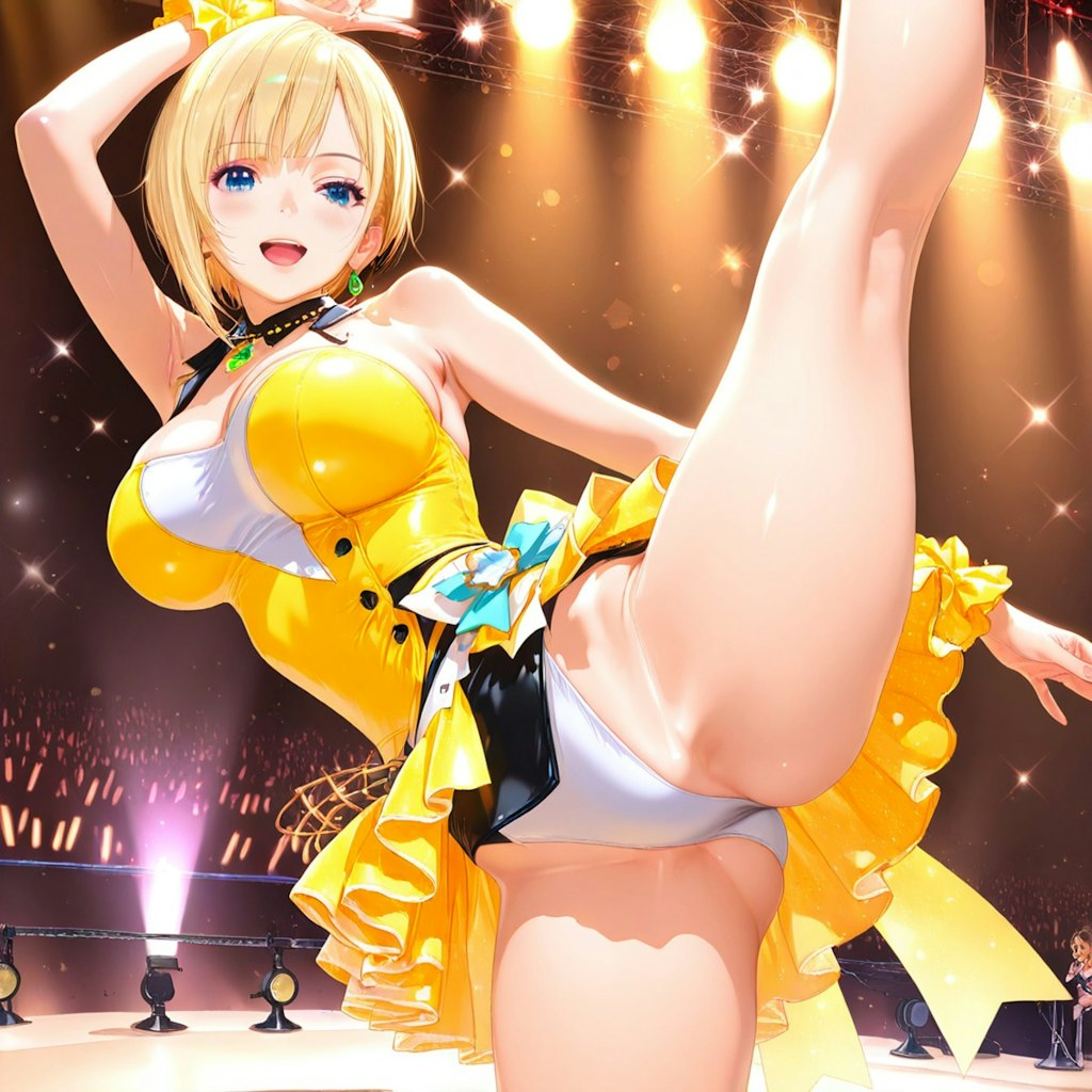 金髪巨乳アイドルがライブ中に大胆ダンス！