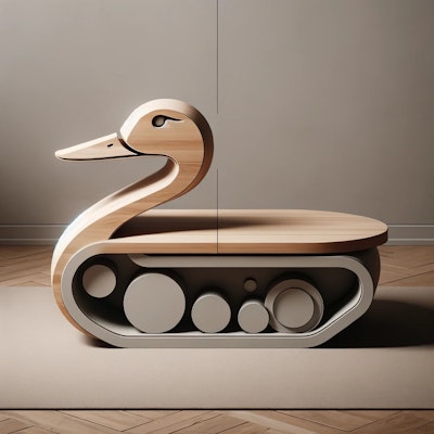 Duck-tank shaped coffee table