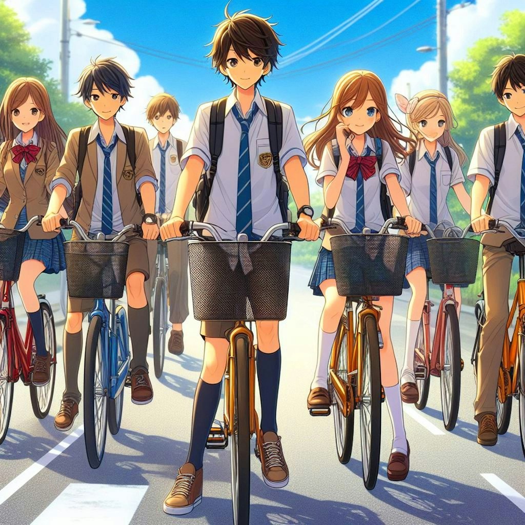 自転車でみんなで登校しよう！！(12枚)