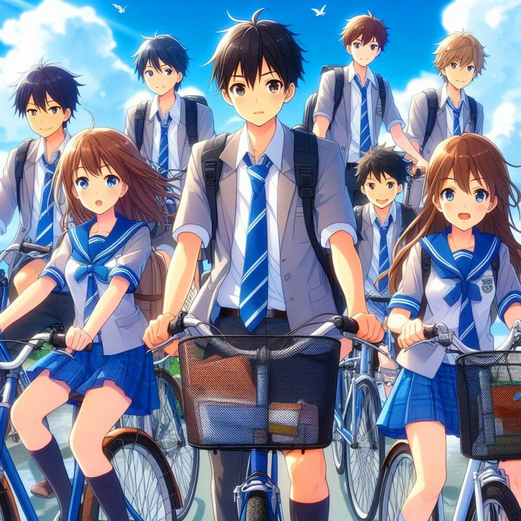自転車でみんなで登校しよう！！(12枚)