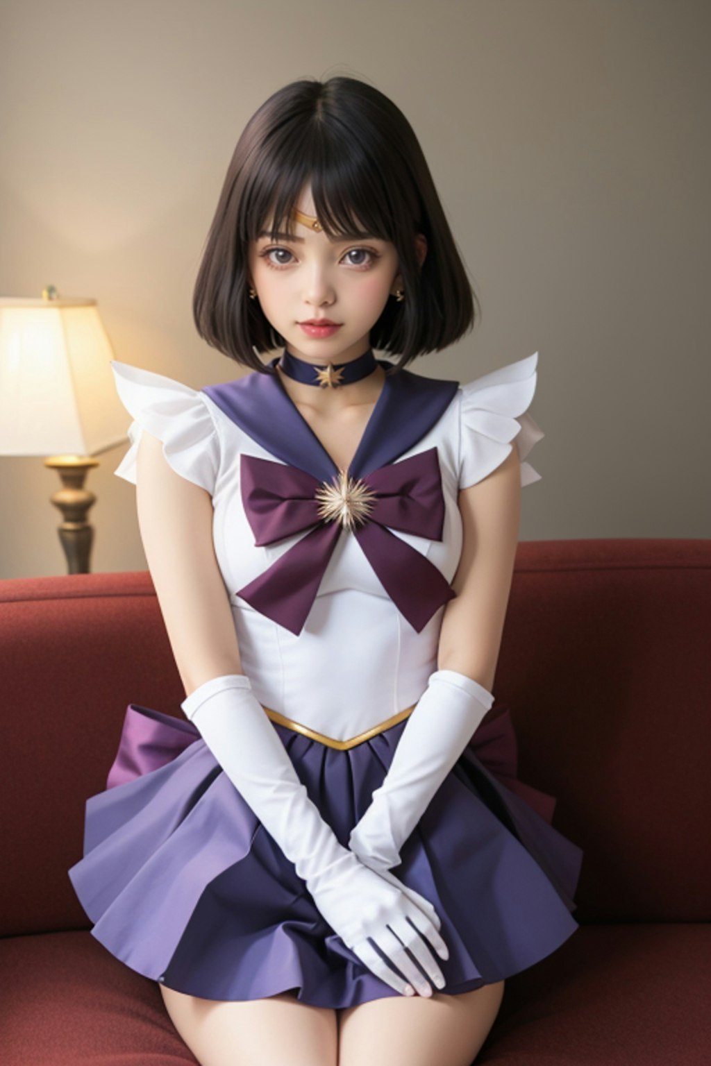 彼女にセーラー戦士のコスプレ(紫の子）