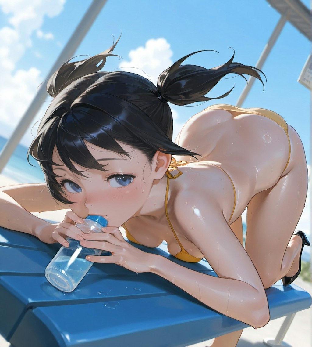水分補給　ヌード　　　　　　　　カラーのビキニで