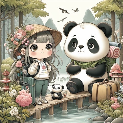 パンダと女の子