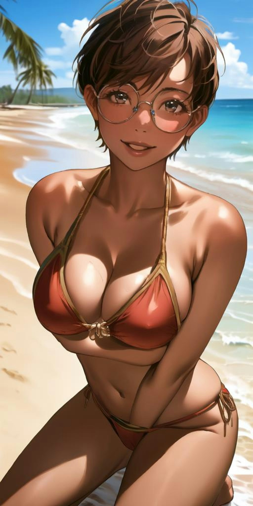 浜辺の日焼け彼女