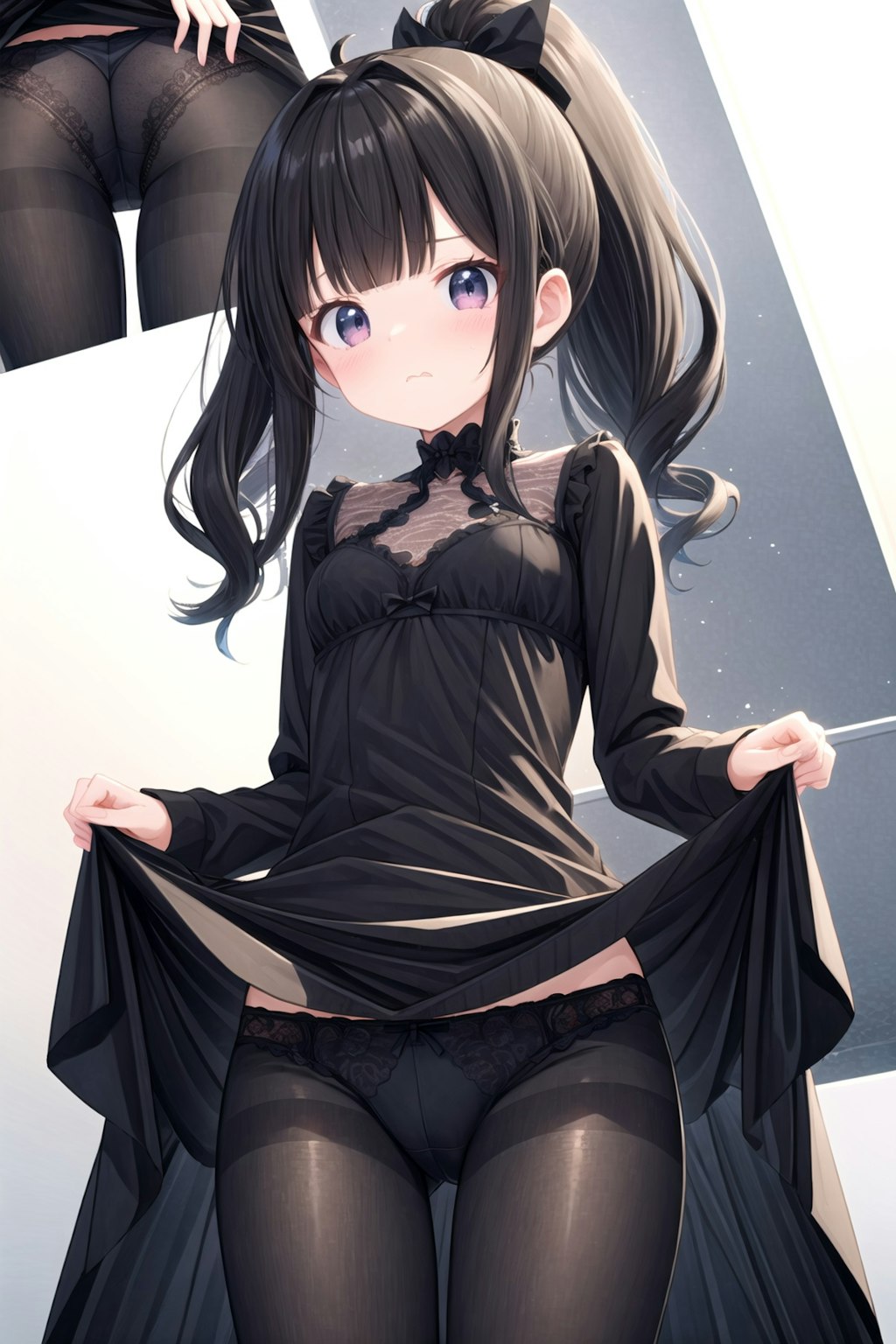 黒ドレスっ子パンストパンチラ